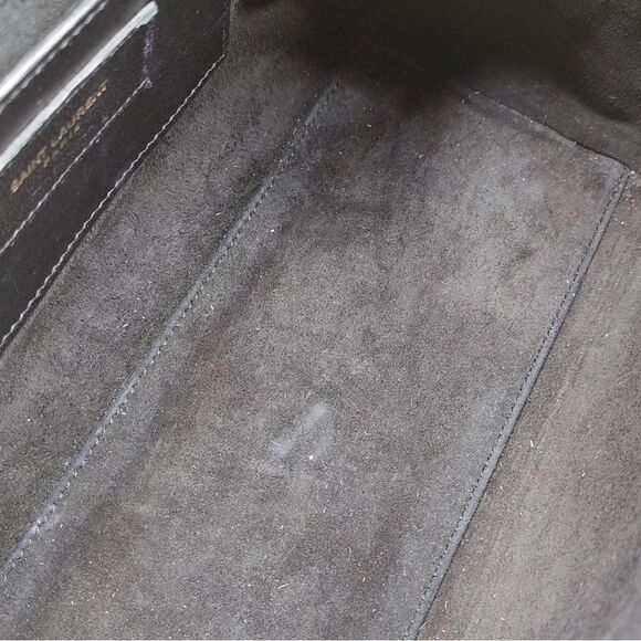 Auth Saint Laurent Calfskin Cherry Print 2way Classic Baby Duffle Bag Black Red - Picture 14 of 15